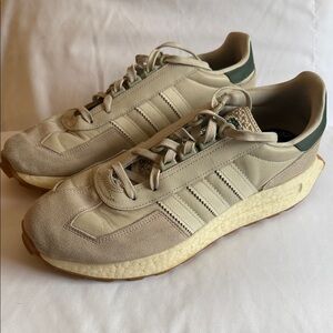Adidas Men's Cream and Olive Sneakers